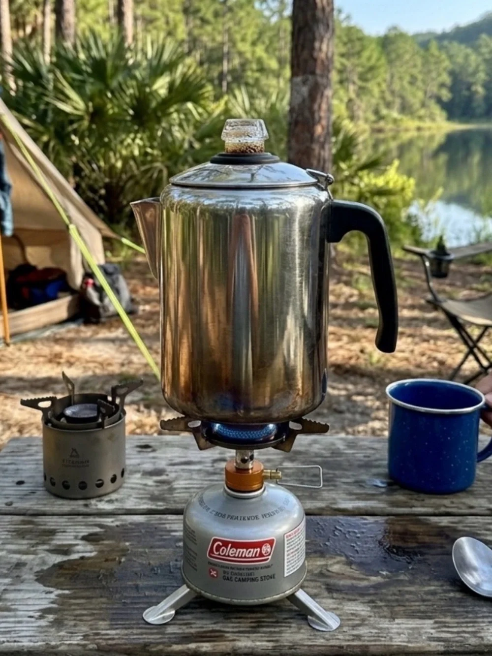 Arcosteel Stainless Steel Stovetop Coffee Percolator Vintage 18/10 Pot Camping